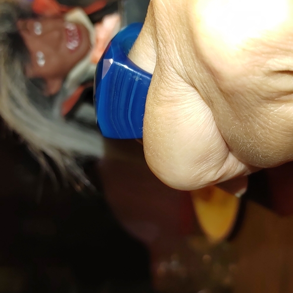 New Blue Botswana Agate solid gemstone ring size 8.5 - Picture 8 of 8